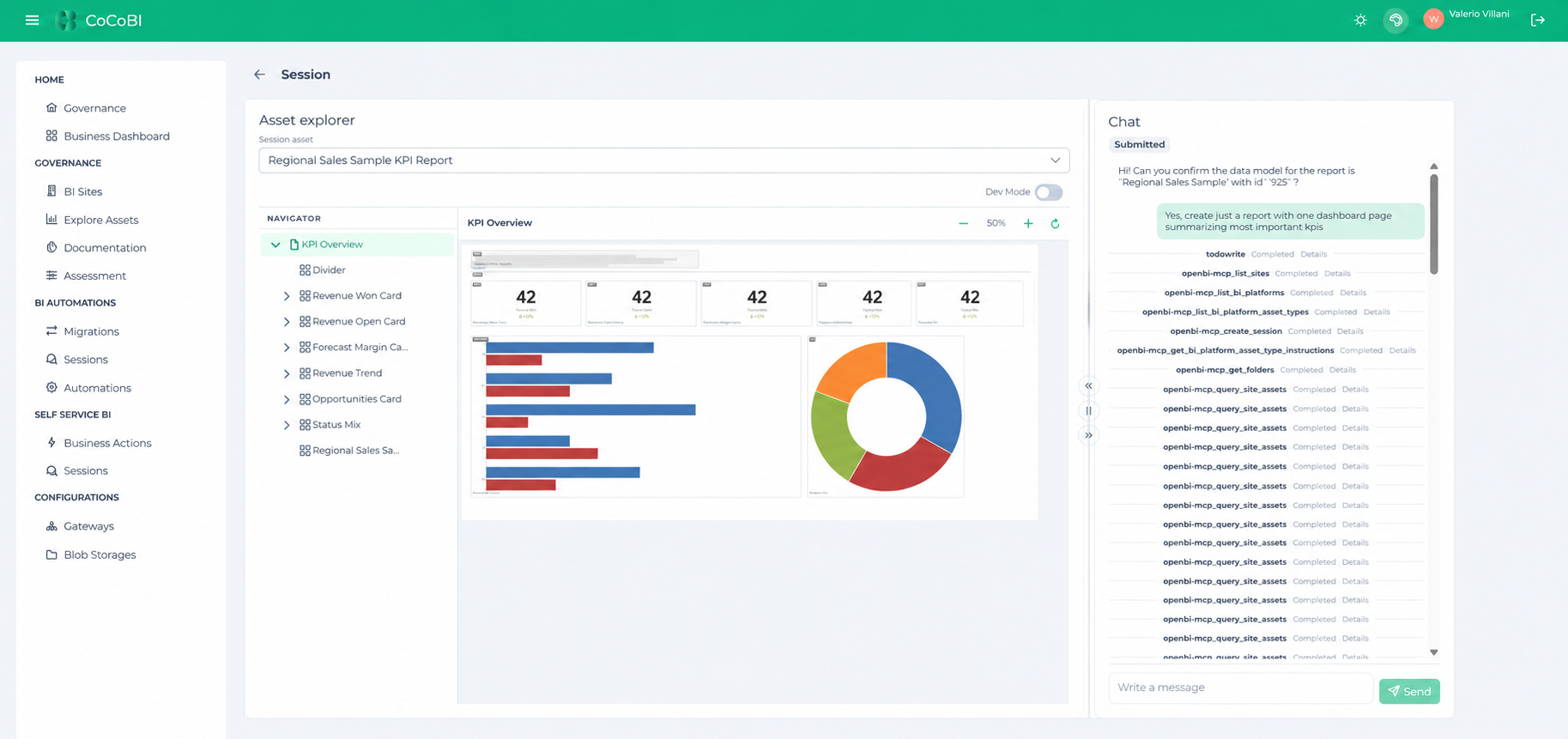 CoCoBI automation and development screen
