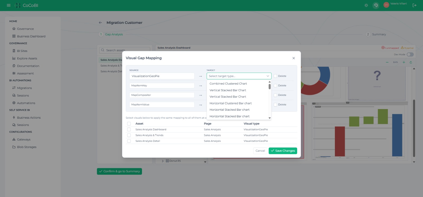 CoCoBI visual gap mapping screen